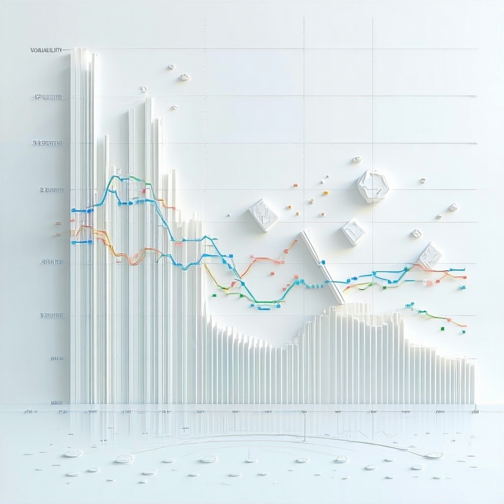 Theme Price Volatility in manufacturing  industrialbk white onlyobject bg whiter and lighter colorsobject realistic commodity price fluctuation