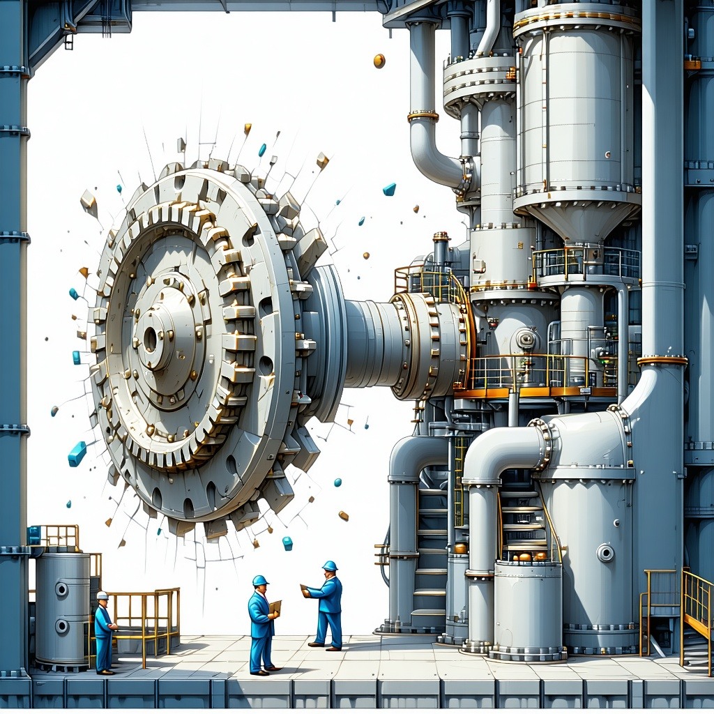 Theme equipment breakdown in manufacturing  industrialbk white onlyobject bg whiter and lighter colorsobject manufactuering machine breaking down