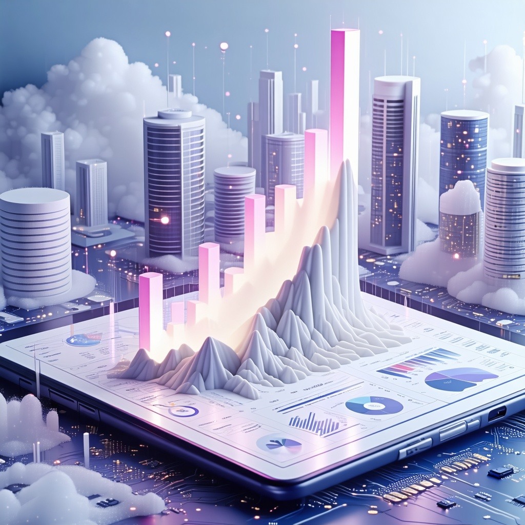 theme Lumpy revenue streams in the technology and software industry for executivesBackground bright white onlyobject spike in either server or customer service or data storage-3