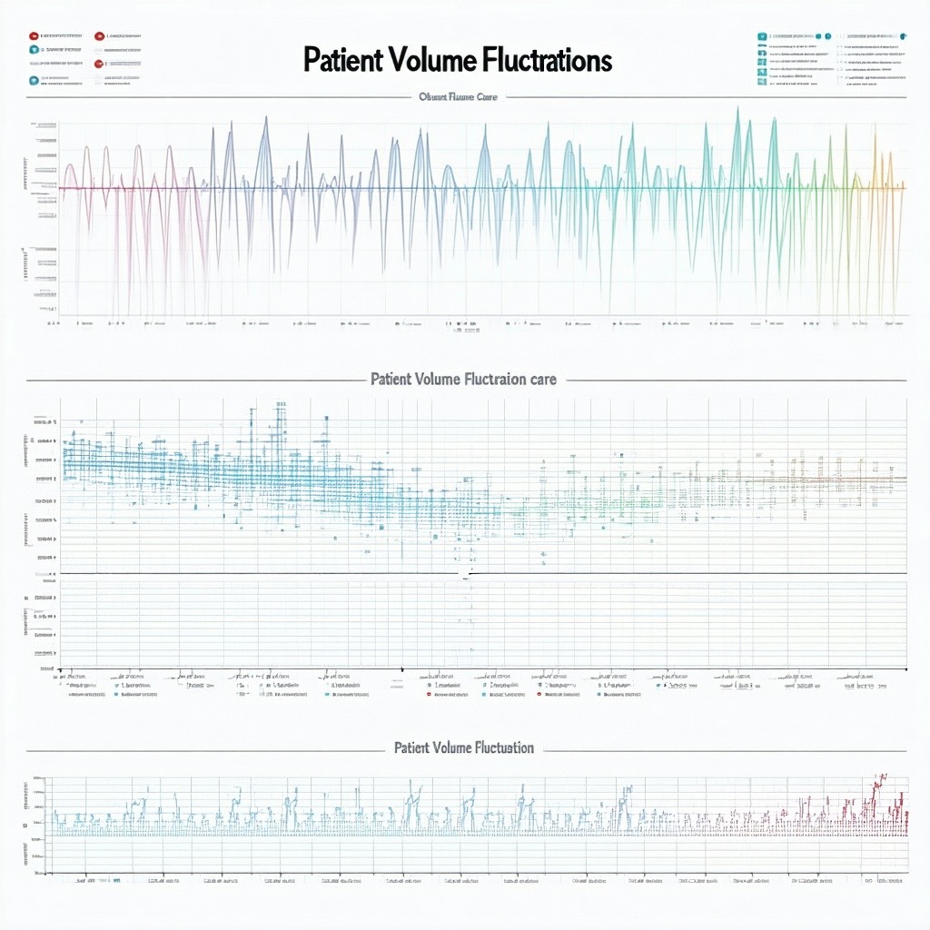 theme Patient Volume Fluctuations in health care and med techbk frame color white onlyobject bk color white and lighter colorsObject realistic patient volume fluctuation chart