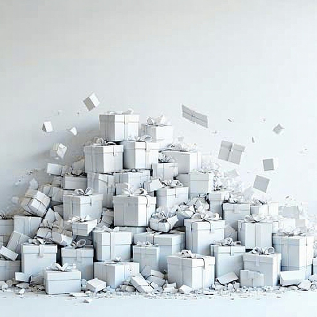 theme returns  refund in ecommerce and brick mortarbackground color white onlyobject colors lighter whiter colorsobject to create return items piles  broken and open boxes-2
