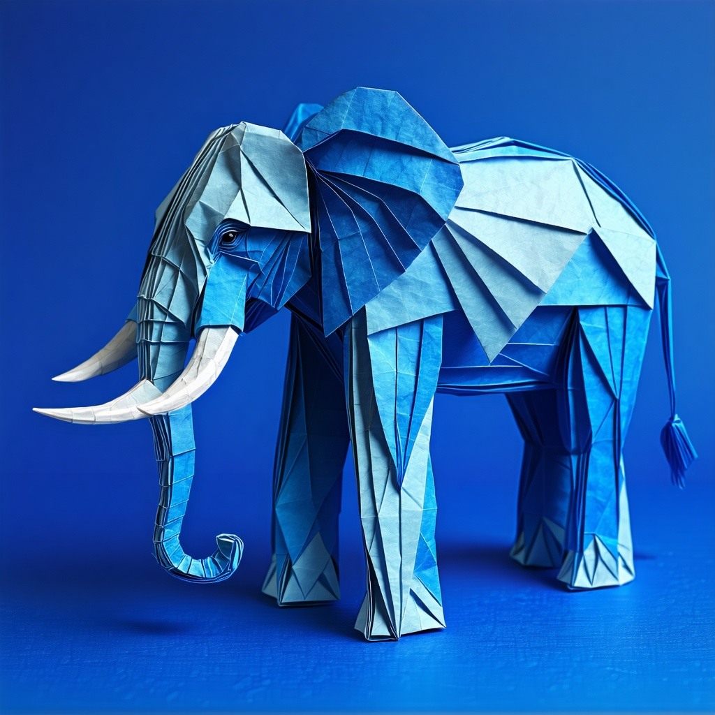 very intricate detailed full body elephant in cobalt blue on a cobalt blue bg-Apr-18-2025-06-02-53-6654-AM